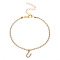 Fashionable and Creative Rhinestone Anklet Bracelets, English Letter U Hip-hop Creative Beach Anklet for Women, Golden