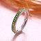 Colorful Birthstone Finger Rings, August, Stainless Steel with Rhinestone Stacking Rings for Women, Green Tourmaline, US Size 8(18.1mm)