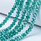Electroplate Glass Beads Strands, AB Color Plated, Faceted, Rondelle, Dark Cyan, 4x3mm, Hole: 0.4mm, about 110~115pcs/strand, 39~40cm