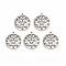 Non-Tarnish 201 Stainless Steel Hollow Pendants, Flat Round with Star & 12 Constellations, Stainless Steel Color, 28x25x1.5mm, Hole: 2mm