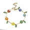 Glass Seed & Acrylic & Brass Beads Bracelets, Flower, Colorful, 7-3/8 inch(18.6cm)