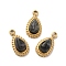 Natural Labradorite Teardrop Charms, with 304 Stainless Steel Settings, Real 14K Gold Plated, 11.5x6x4mm, Hole: 1.4~1.5mm