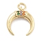 Moon Theme Rack Plating Brass Micro Pave Cubic Zirconia Pendants, Long-Lasting Plated, Lead Free & Cadmium Free, Golden, 16x15x3.5mm, Hole: 0.9mm
