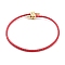 Braided Round Imitation Leather Bracelets Making, with Golden Tone Brass Beads, Crimson, Inner Diameter: 2-7/8 inch(7.45cm)
