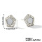 Brass Clear Cubic Zirconia Pentagon Stud Earrings, Platinum, White, 8x9mm