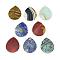Natural Gemstone Pendants, with Brass Findings, Drop, Dyed, Golden, 42~42.5x32~32.5x2~3mm, Hole: 2mm