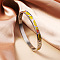 304 Stainless Steel Enamel Bangles, Hinged Bangles for Women, Flower, Real 18K Gold Plated, Real 18K Gold Plated, Yellow, Inner Diameter: 2-3/8 inch(6cm)