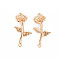 Brass Birth Flower Connector Charms, Nickel Free, Real 18K Gold Plated, November Chrysanthemum, 23x12x4mm, Hole: 1mm