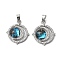 Brass Micro Pave Cubic Zirconia with Glass Pendants, Cadmium Free & Nickel Free & Lead Free, Flat Round & Moon, Platinum, 21x18x4.5mm, Hole: 5x2.5mm