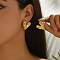 Stainless Steel Stud Earrings, Golden, Heart, 30x24mm