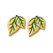 Ion Plating(IP) 304 Stainless Steel Pendants, with Enamel, Leaf Charm, Real 18K Gold Plated, 15.5x13.5x1.5mm, Hole: 1mm