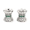 Brass Micro Pave Clear Cubic Zirconia Beads, Cadmium Free & Nickel Free & Lead Free, Column, Platinum, Wavy edge, Green, 8.2x8mm, Hole: 1.8mm