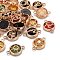 Glass Links Connectors, with Light Gold Plated Alloy Findings, Flat Round, Mixed Color, 13.5x19.5x5.5mm, Hole: 1.6mm