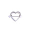 Heart 316 Surgical Stainless Steel Crystal Rhinestone Nipple Bar, Stainless Steel Color, 16mm