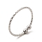 Non-Tarnish 304 Stainless Steel Beaded Open Cuff Ring for Women, Stainless Steel Color, US Size 7 1/4(17.5mm)