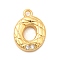 Brass Micro Pave Cubic Zirconia Charms, Nickel Free, Real 18K Gold Plated, Letter O, 14x10.5x3mm, Hole: 1.6mm