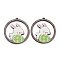 Single Face Printed Wood Pendants, Easter Charms, Flat Round, 47x44.5x2.5mm, Hole: 2mm