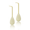 Brass Teardrop Dangle Stud Earrings, with Enamel for Women, Golden, White, 45x11mm