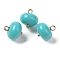 Acrylic Pendants, with Brass Loops, Flat Round, Turquoise, 12x12mm, Hole: 1.6mm