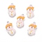 Opaque Resin Pendants, with Platinum Tone Iron Loops, Snowman, White, 29x15x8mm, Hole: 2mm