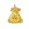 Glass Seed Beaded Lucky Bag Pendants, with 304 Stainless Steel Jump Ring, Yellow, 18.5x18.5x14mm, Hole: 3.5mm