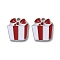304 Stainless Steel Charms, with Enamel, Gift Box Charm, Stainless Steel Color, 14x12x1.5mm, Hole: 1.5mm