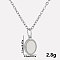 304 Stainless Steel Pave Natural White Shell Geometric Oval Pendant Necklaces, Stainless Steel Color, Pendant: 1.2x0.8cm