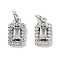 Brass Micro Pave Cubic Zirconia Charms, Cadmium Free & Nickel Free & Lead Free, with Jump Ring, Rectangle, Platinum, Clear, 10x6x3.5mm, Hole: 2.5mm