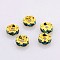 Brass Rhinestone Spacer Beads, Grade AAA, Wavy Edge, Nickel Free, Golden Metal Color, Rondelle, Blue Zircon, 6x3mm, Hole: 1mm
