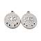 Tarnish Resistant 304 Stainless Steel Pendant Rhinestone Settings, Flat Round with Eye, Stainless Steel Color, Fit for Rhinestone: 1.4mm, 21x18x2.5mm, Hole: 1.6mm