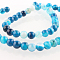 Natural Striped Agate/Banded Agate Round Bead Strands, Dyed, Deep Sky Blue, 6mm, Hole: 1mm, about 62pcs/strand, 14.8 inch