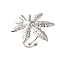 Non-Tarnish 304 Stainless Steel Open Cuff Ring, Leaf, Stainless Steel Color, US Size 7 3/4(17.9mm)