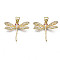 Brass Micro Pave Cubic Zirconia Pendants, with Real 18K Gold Plated Brass Findings, Nickel Free, Autumn Pendants, Dragonfly, Clear, 18x21.5x3mm, Hole: 3x5mm