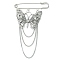 Butterfly Tibetan Style Alloy Rhinestone Charm Safety Pin Brooch, Iron Kilt Pin, Antique Silver & Platinum, 130x76mm