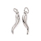 Rack Plating Brass Pendants, with Jump Ring, Long-Lasting Plated, Cadmium Free & Lead Free, Horn of Plenty/Italian Horn Cornicello Charm, Platinum, 18x4x4mm, Jump Ring: 5x1mm, Inner Diameter: 3mm