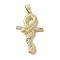 Brass Micro Pave Clear Cubic Zirconia Pendants, Cadmium Free & Nickel Free & Lead Free, Cross with Snake, Real 18K Gold Plated, 36.5x21x5mm, Hole: 7x3.5mm