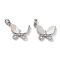 Brass Micro Pave Clear Cubic Zirconia Pendants, Cadmium Free & Nickel Free & Lead Free, with Shell, Double Butterfly, Platinum, 16.5x21x3.5mm, Hole: 4.5x2.5mm