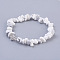 Synthetic Howlite Beads Stretch Bracelets, with Brass Micro Pave Cubic Zirconia Beads, Chip and Cross, Platinum, 2-1/8 inch(5.3cm)~2-1/8 inch(5.5cm)