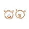Alloy 2 Loop Pendants, with ABS Plastic Imitation Pearl, Round Ring Charm, Golden, 15.5x15.5x5.5mm, Hole: 1.6mm
