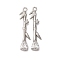 Brass Micro Pave Clear Cubic Zirconia Pendants, Cadmium Free & Nickel Free & Lead Free, Bamboo & Teardrop, Platinum, 27.5x8x3.5mm, Hole: 1.4mm