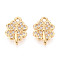 Brass Micro Pave Cubic Zirconia Charms, Clover, Long-Lasting Plated, Nickel Free, Real 18K Gold Plated, 12x8.5x2mm, Hole: 1.2~1.4mm