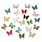 Brass Pave Faceted Glass Connector Charms, Cadmium Free & Nickel Free & Lead Free, Golden Tone Butterfly Links, Mixed Color, 20x22x5mm, Hole: 1.2mm