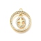 Brass Micro Pave Cubic Zirconia Pendants, Cadmium Free & Nickel Free & Lead Free, Real 18K Gold Plated, Ring Charms, Cross, 21x18x3mm, Hole: 1.5mm