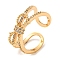 Brass with Cubic Zirconia Open Cuff Rings, Bowkont, Golden, US Size 8(18.1mm)