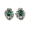 Brass Glass Beads, Cadmium Free & Nickel Free & Lead Free, Rhombus, Green, 12x12x6mm, Hole: 1.8mm