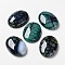 Natural Dragon Veins Cabochons, Flat Back, Oval, Dyed, Dark Cyan, 30x22x7mm