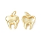 Eco-Friendly Rack Plating Brass Pendants, Long-Lasting Plated, with Jump Rings, Lead Free & Cadmium Free, Tooth Charm, Real 18K Gold Plated, 11x9.5x3mm, Hole: 3.4mm