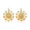 Brass Micro Pave Cubic Zirconia Pendants, Flower, with Jump Ring, Real 16K Gold Plated, 22~22.5x19x4mm, Hole: 3mm