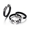 Braided Leather Cord Bracelets, with 304 Stainless Steel Findings, Mixed Shapes, Black, Antique Silver, 8-5/8 inch~8-7/8 inch(22~22.5cm)