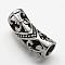 304 Stainless Steel Hollow Tube Beads, Fleur De Lis, Antique Silver, 35.5x12.5mm, Hole: 9mm